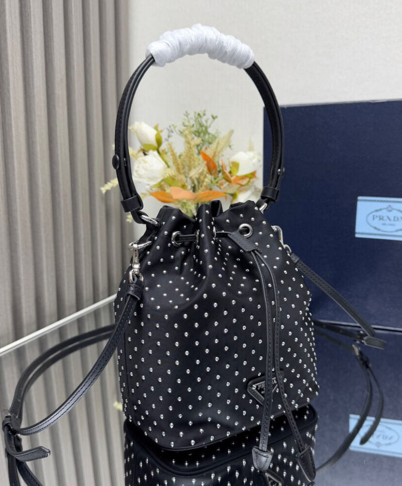 Prada Re-Nylon Mini-bag With Studs 1BE067 Black
